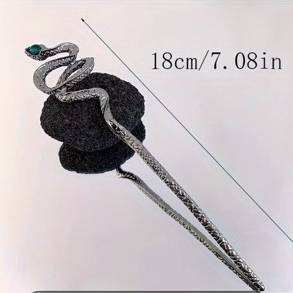 Silver Snake Hairpin - Picture 4 of 4